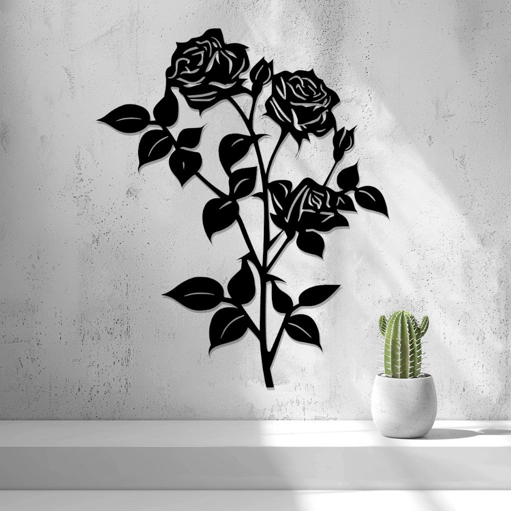 Roses Wall Art — shown in black on a wall