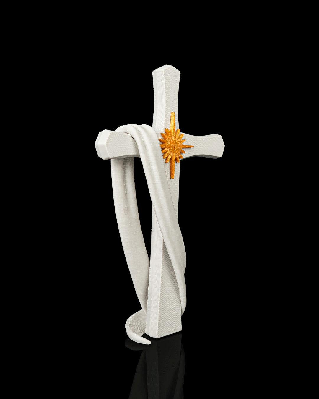 Sacred Cross Statue — three-quarter view