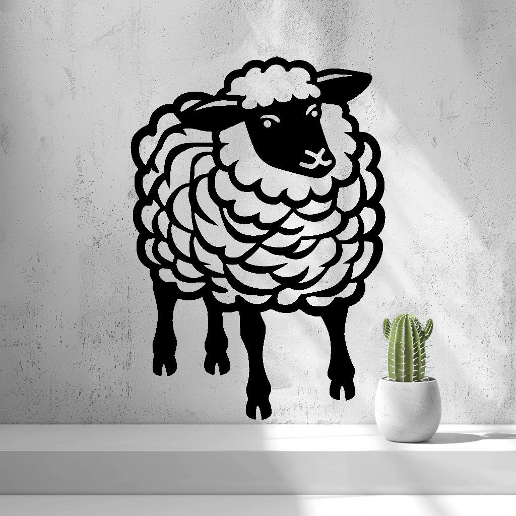 Sheep Wall Art — shown in black on a wall