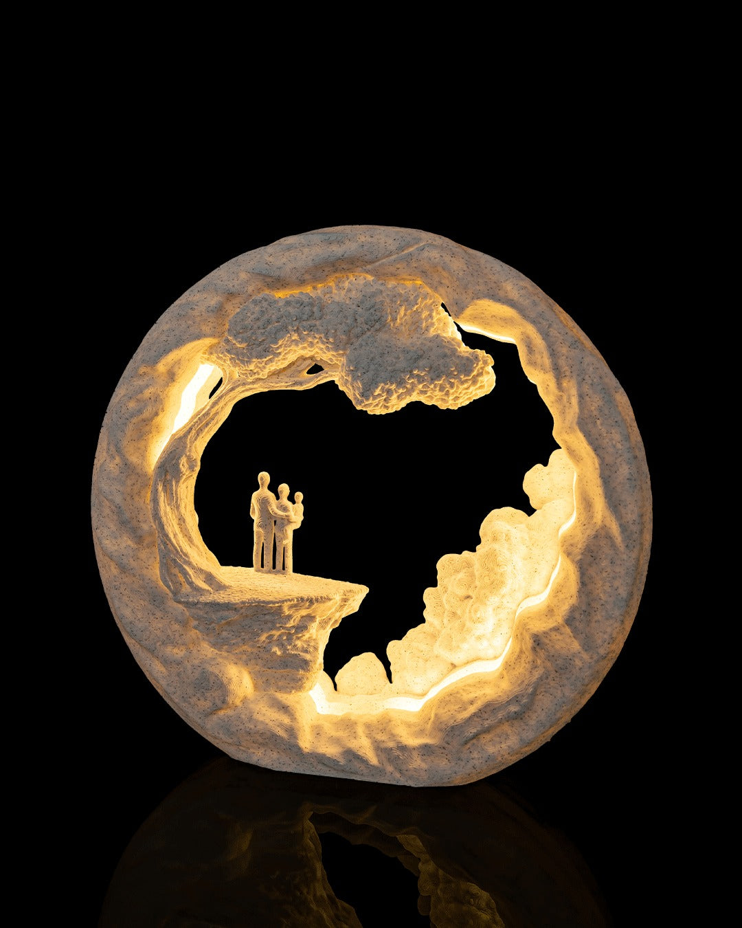 Side by Side Table Lamp — lit scene up close