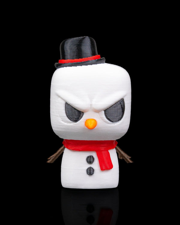 Snowmanty 3D-printed Christmas keyring — front view