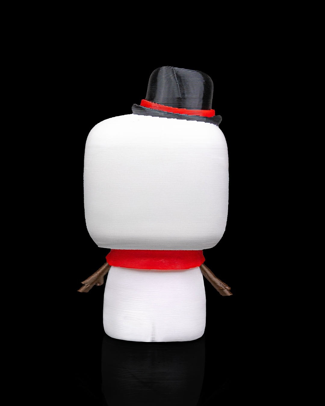 Snowmanty 3D-printed Christmas keyring — rear view