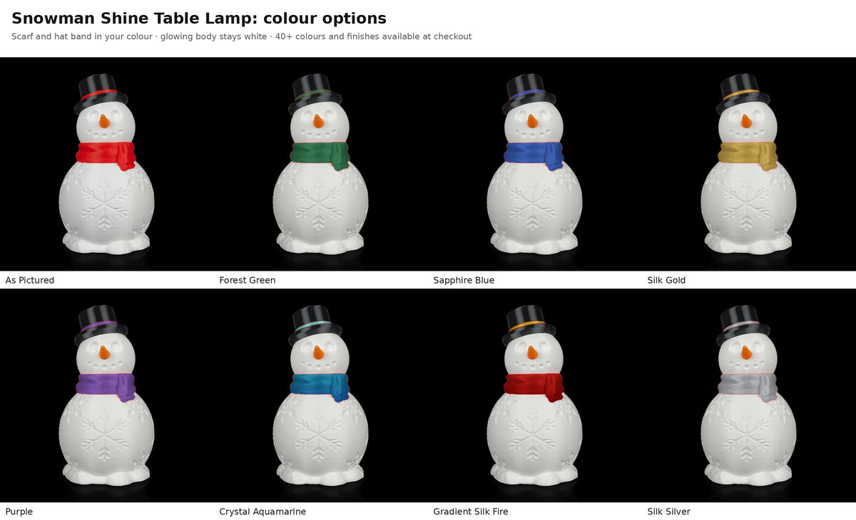 Snowman Shine Table Lamp — colour options