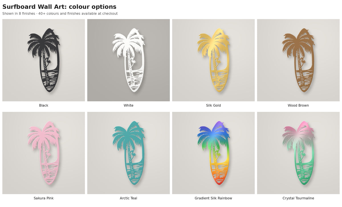 Surfboard Wall Art — colour options