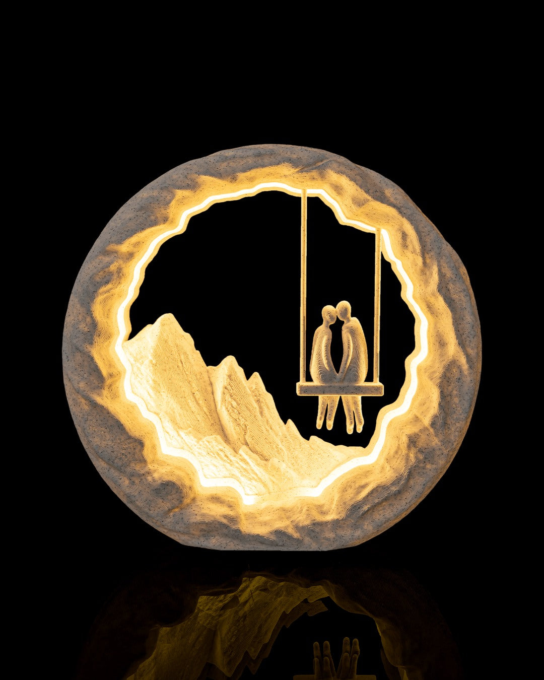 Swing for Two Table Lamp — glowing warm, front view