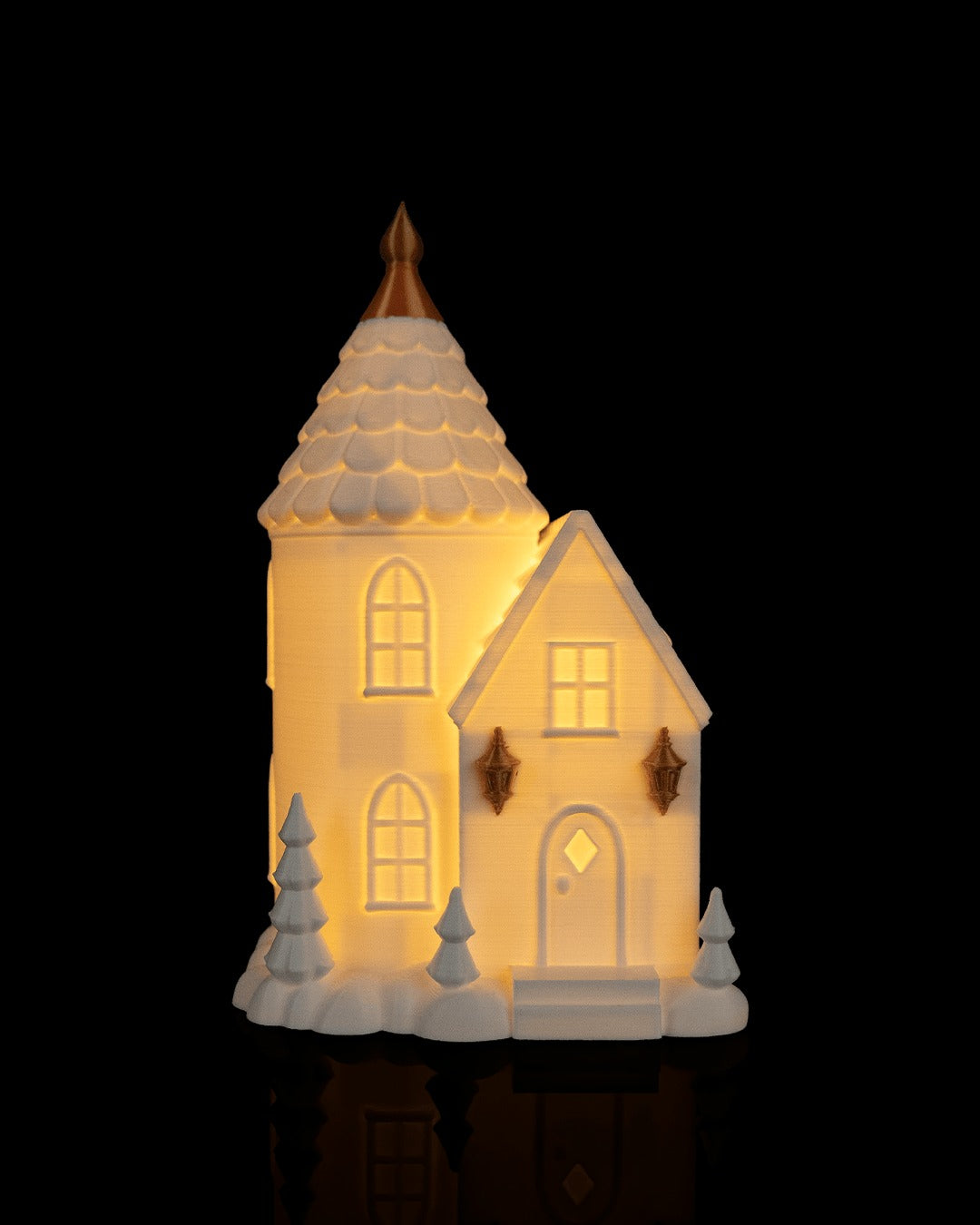 Village Lights Table Lamp — Tower House glowing at night