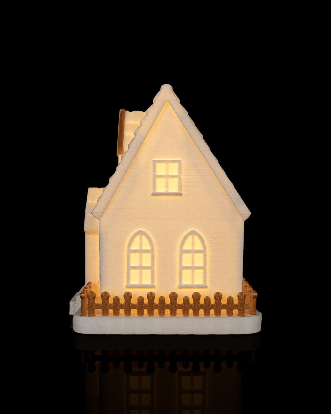 Village Lights Table Lamp — Cottage glowing, side view